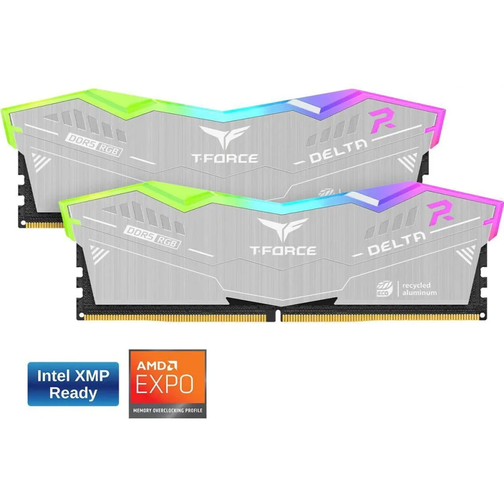 Memoria RAM TeamGroup T-Force Delta ECO 32GB (2 x 16GB) 288-Pin DDR5 6400 MHz CL32 - Silver